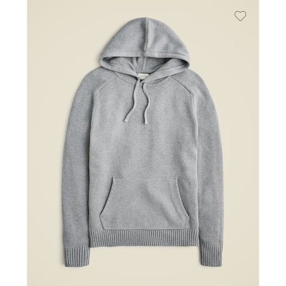 J. CREW Heritage Gray Knit Cotton L Long Sleeve Hooded Sweater